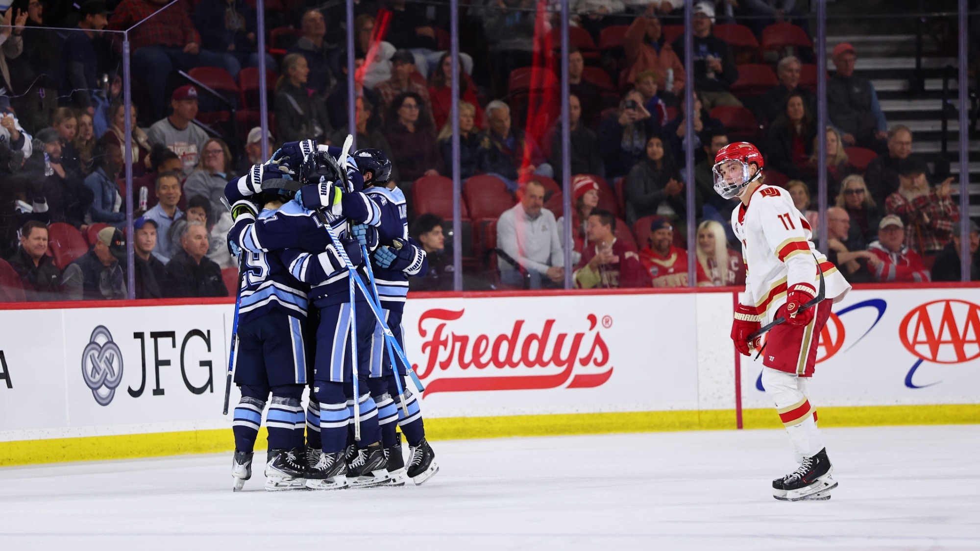 01 JAN 2025: The University of Denver men’s hockey team takes on Maine at Magness Arena in Denver, CO. ©Justin Tafoya/Clarkson Creative Photography