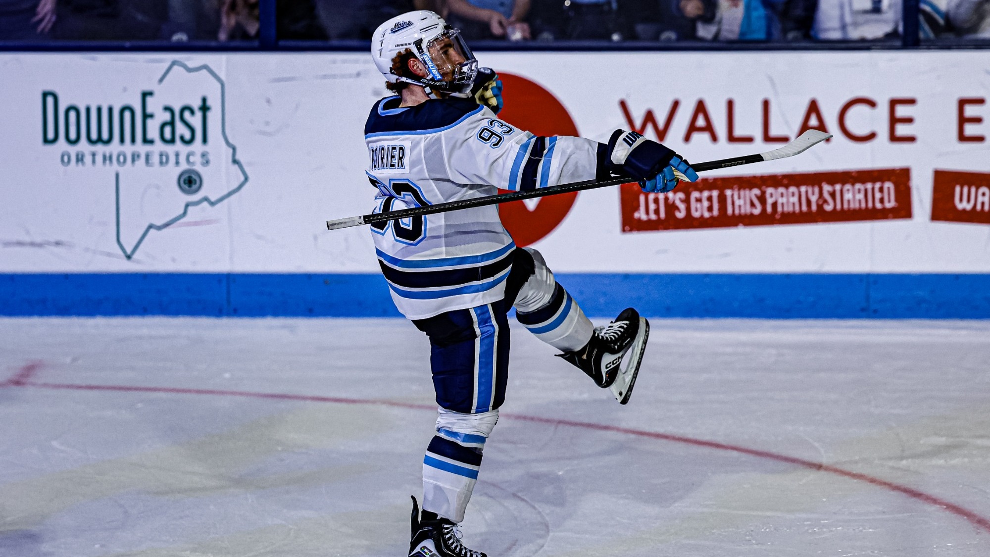 Justin Poirier celebrates a goal.