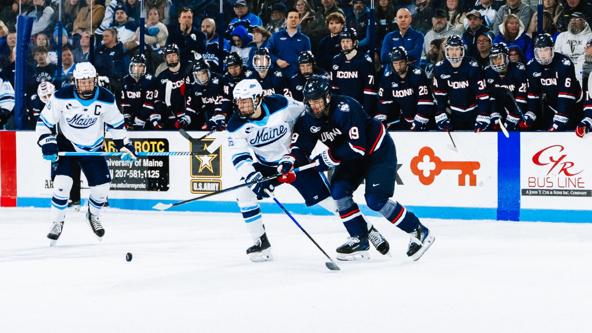 Loic Usereau battles for the puck