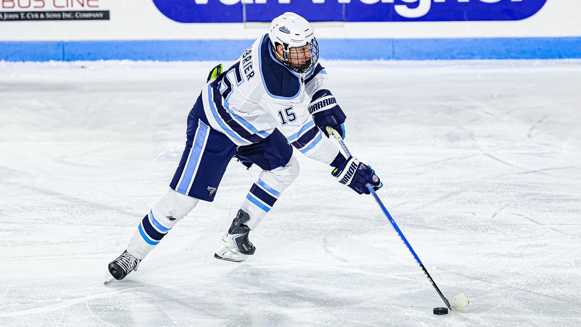 Brandon Chabrier carries the puck.