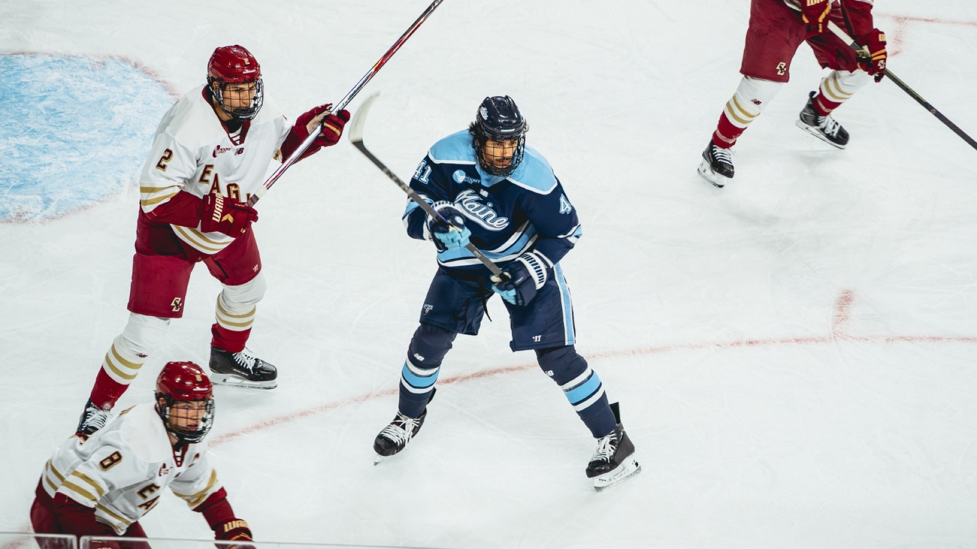 Jaden Lipinski in the offensive zone against Boston College.