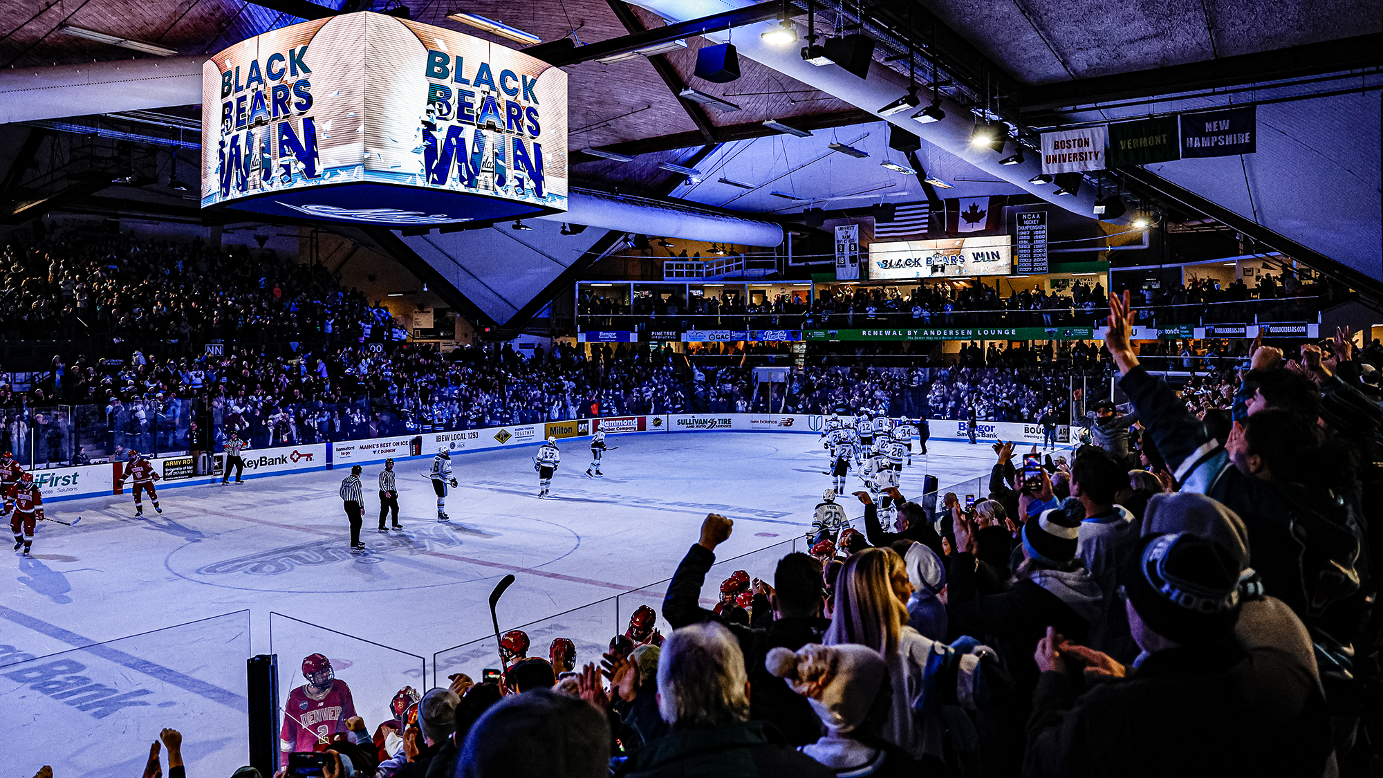 Atmosphere after a Maine men's hockey win