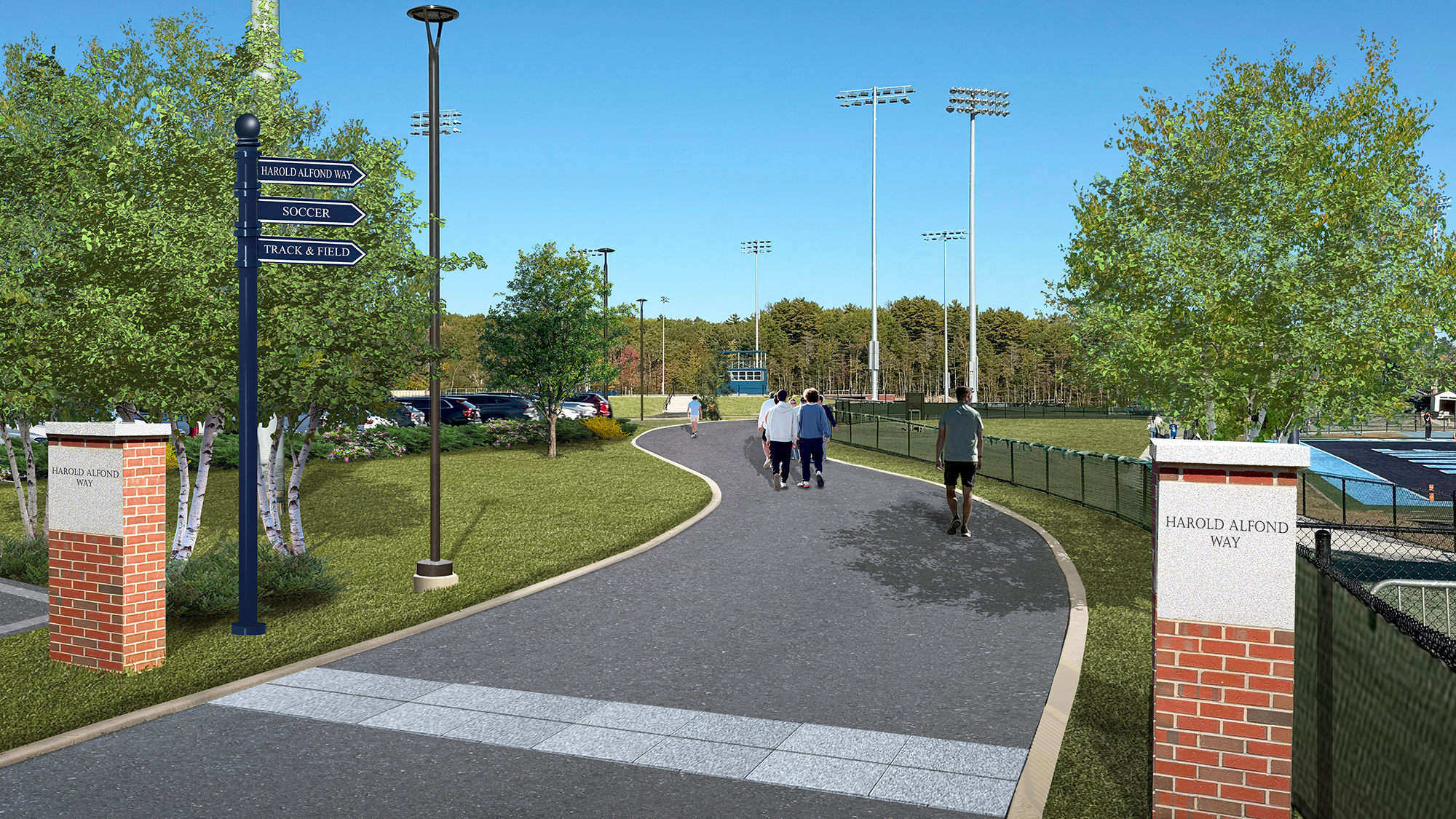 The entrance to Harold Alfond Way