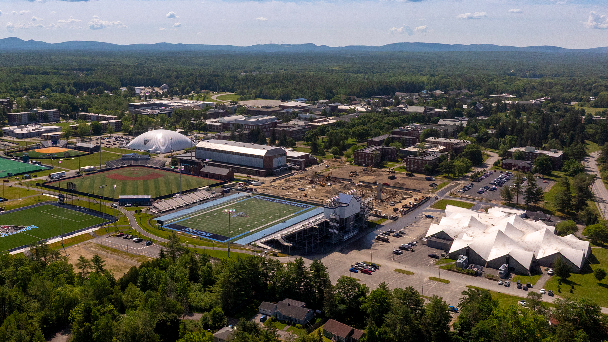 A drone shot of the athletics footprint from the summer of 2026.