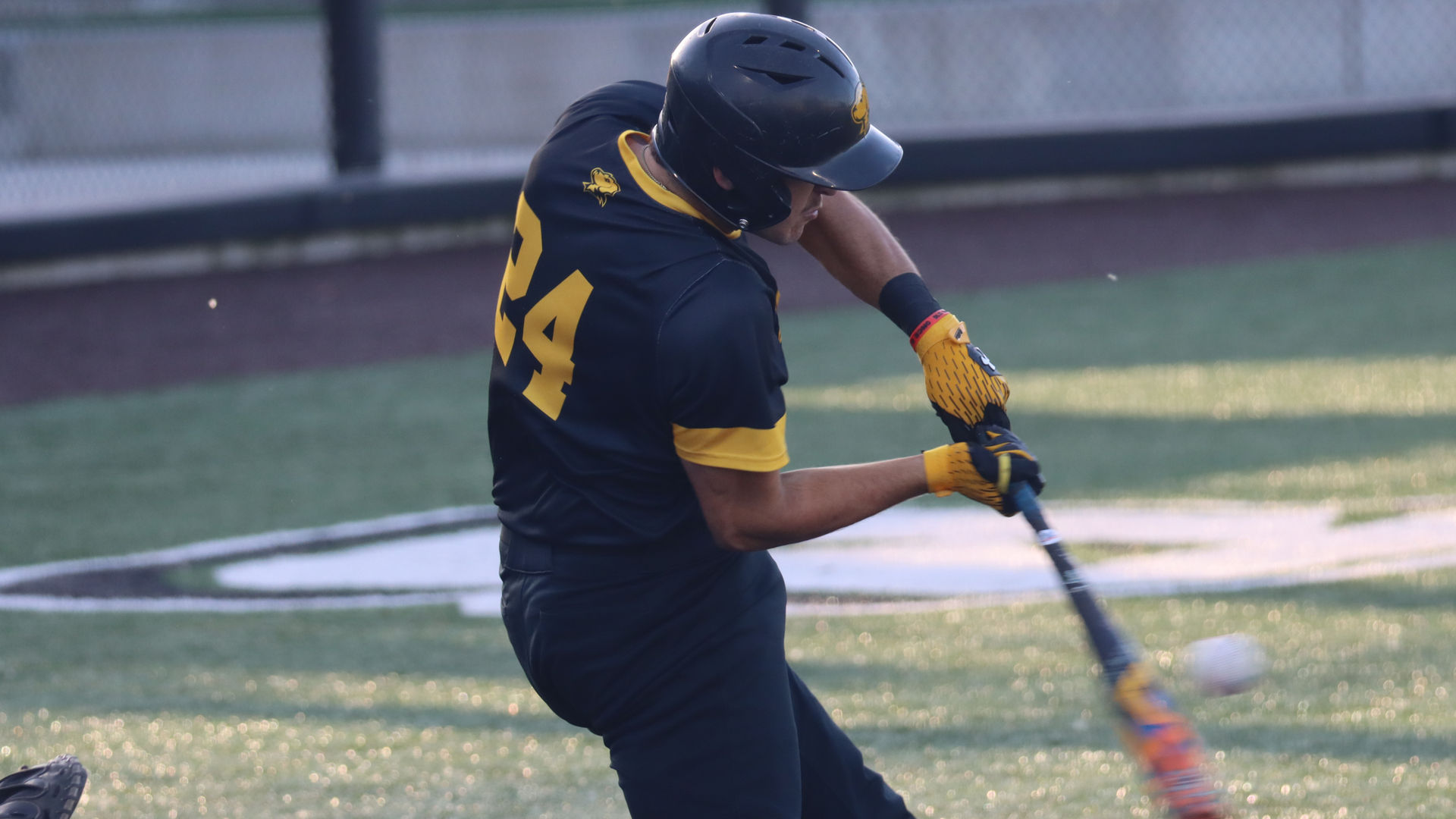 Danny Wyatt hits the ball against NJIT in the America East Tournament