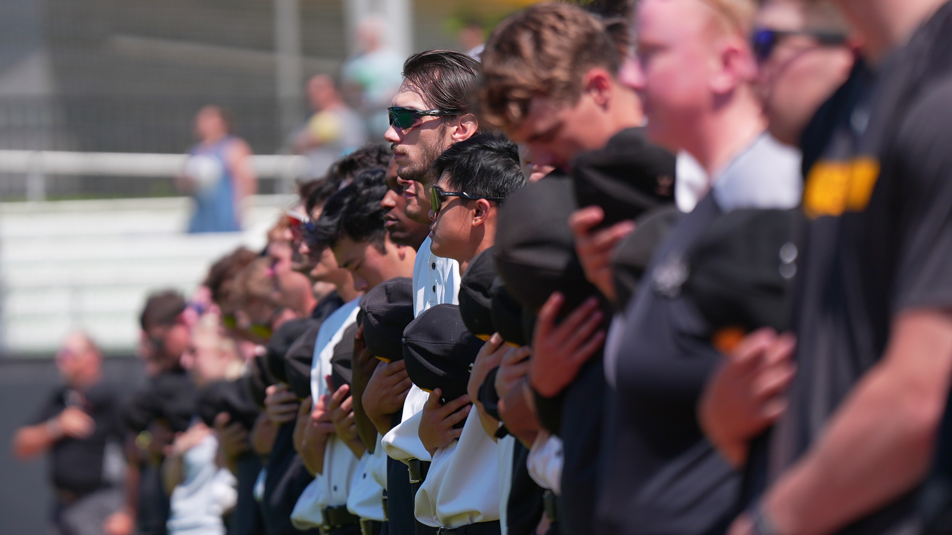 Baseball stands for the anthem