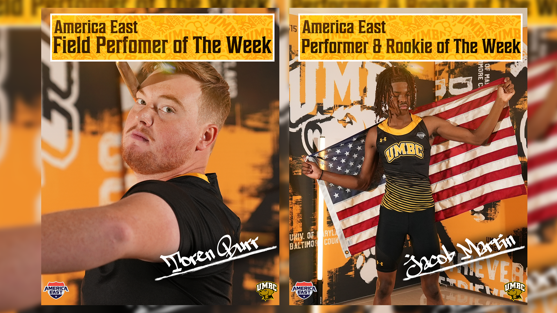 Toren Burr and Jacob Martin won America East Weekly Awards