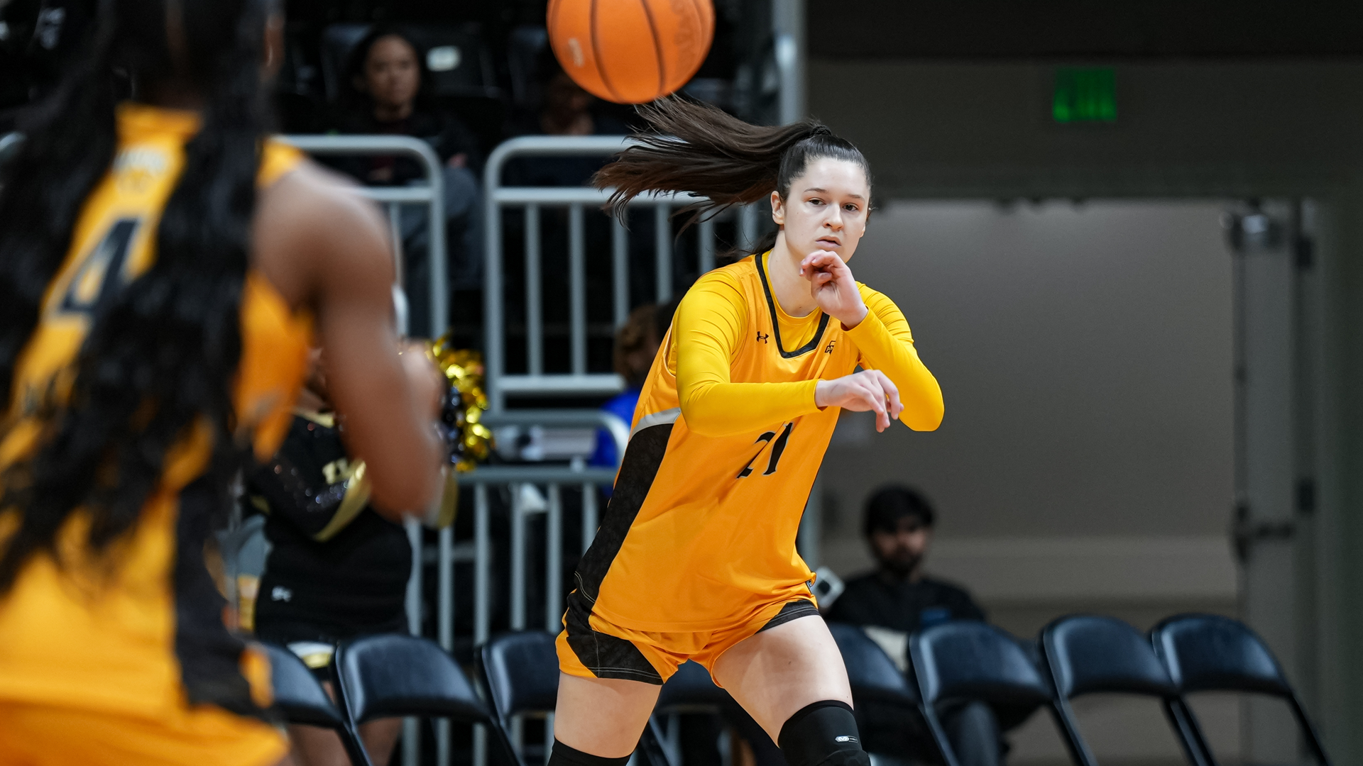 Gabby Scott makes a pass against Vermont