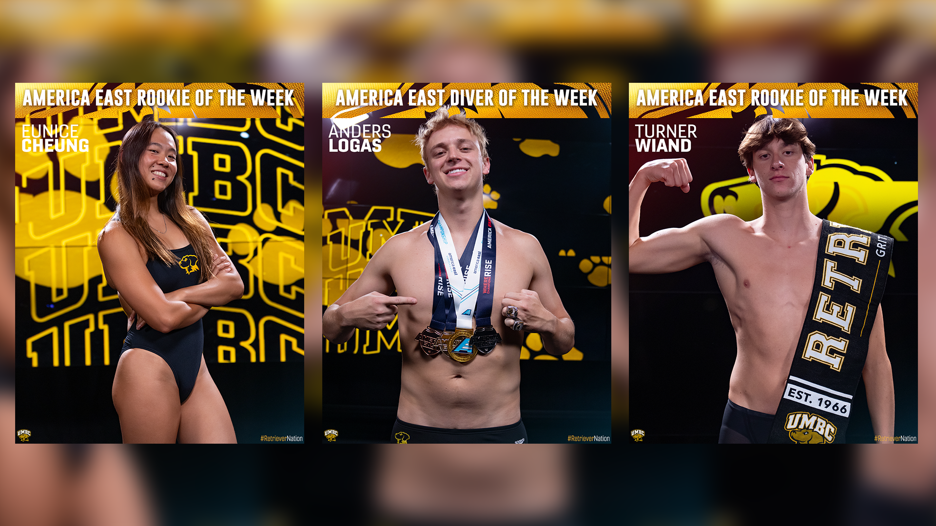 Eunice Cheung, Anders Logas and Turner Wiand won America East Weekly Honors