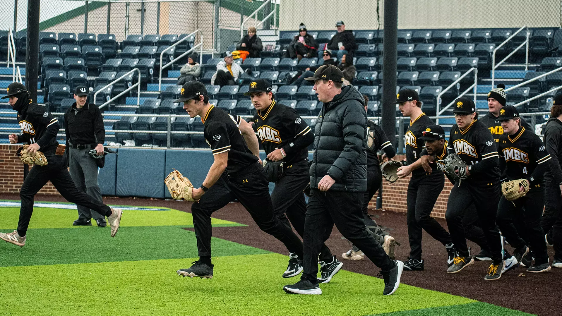 UMBC takes the field for a scrimmage at Harford Community College