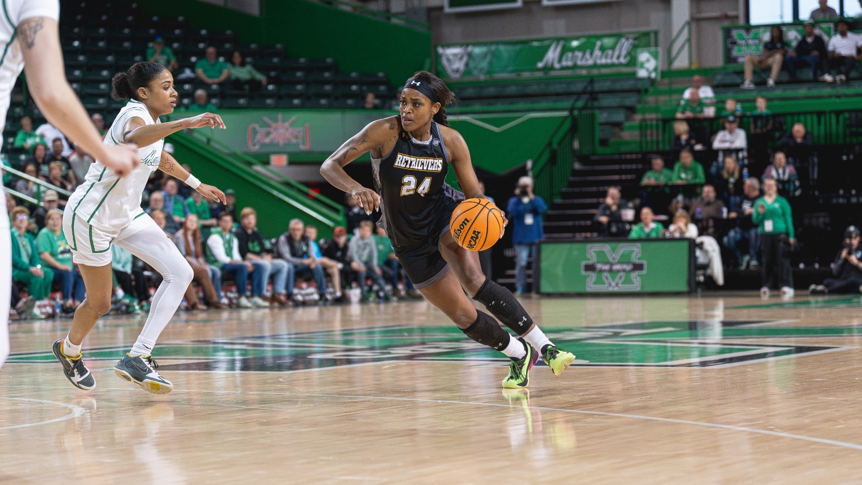 Jade Tillman drives at Marshall