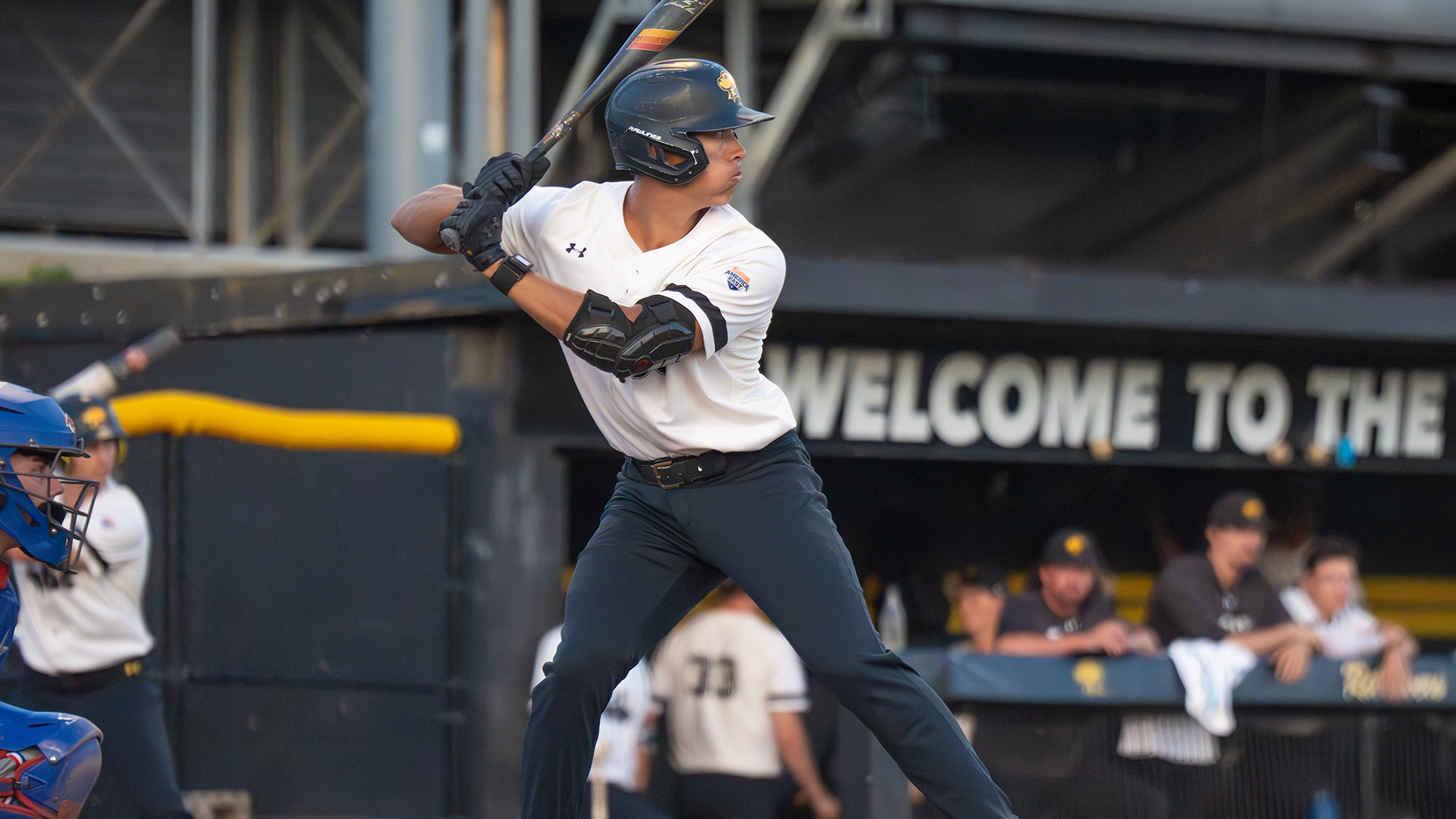 Carver Salazar bats against UMass Lowell