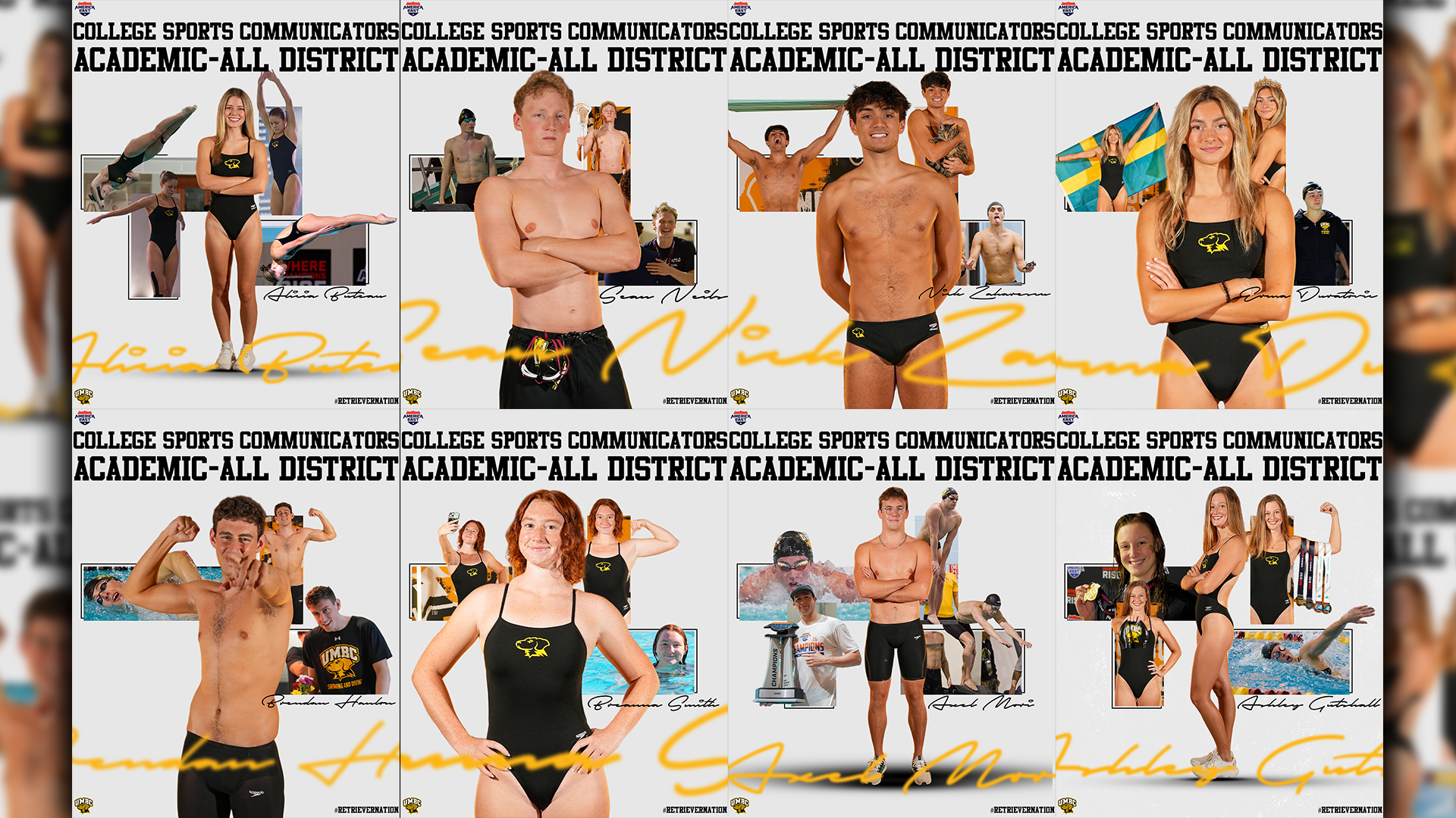 Eight UMBC Swimming & Diving Team Members were named to the CSC Academic All-District Team