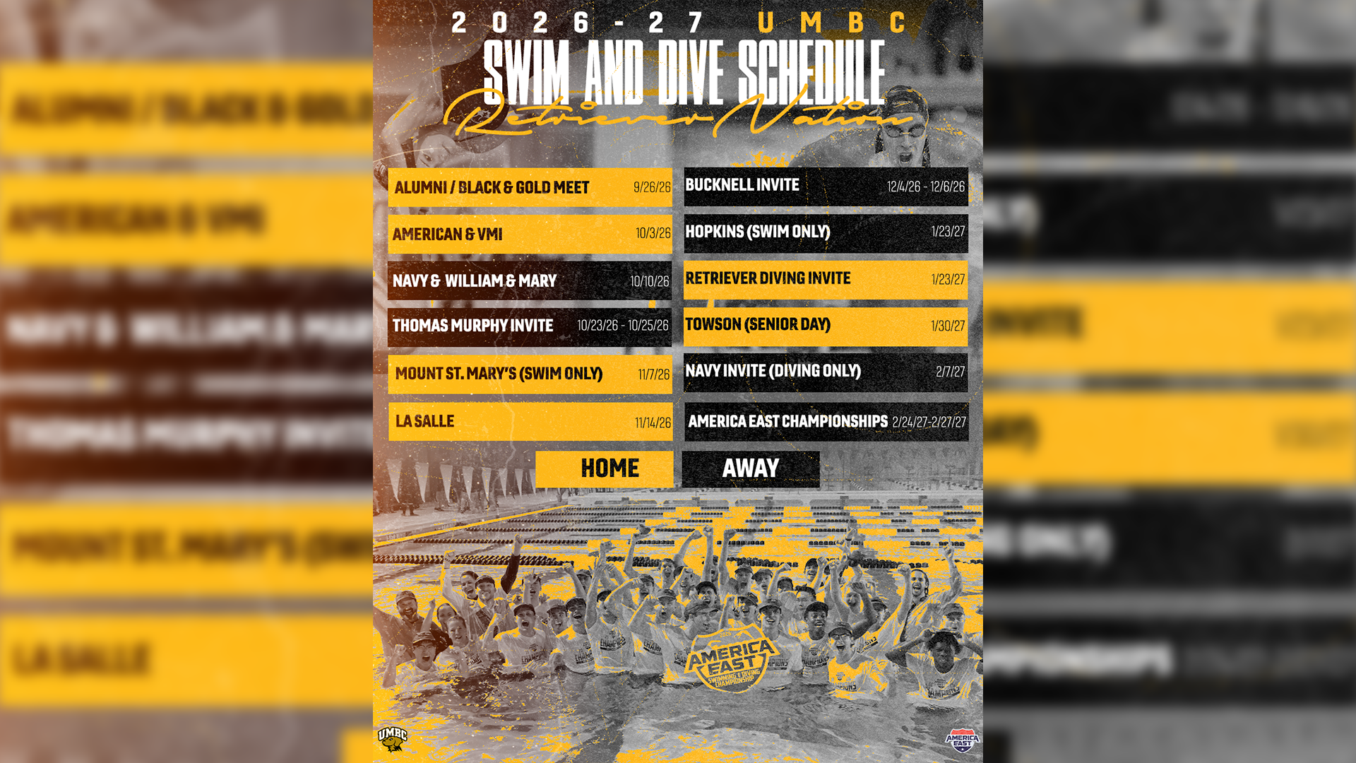 2026-2027 UMBC Swimming & Diving Schedule