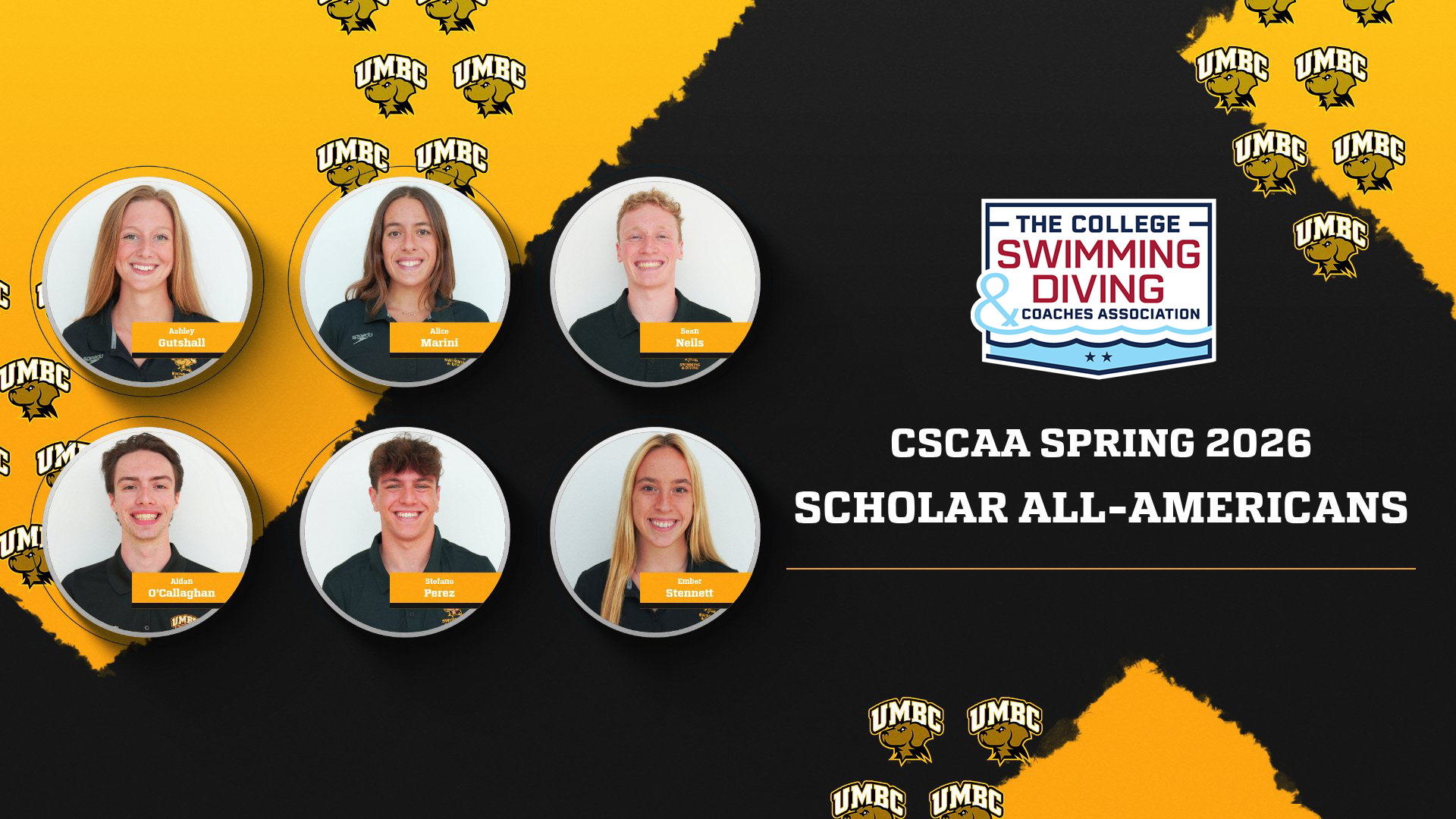 The College Swimming & Diving Coaches Association of America (CSCAA) has named six members of the UMBC Swimming & Diving program to its Scholar All-American Team presented by Fitter & Faster Swim Camps for the 2025-26 season.