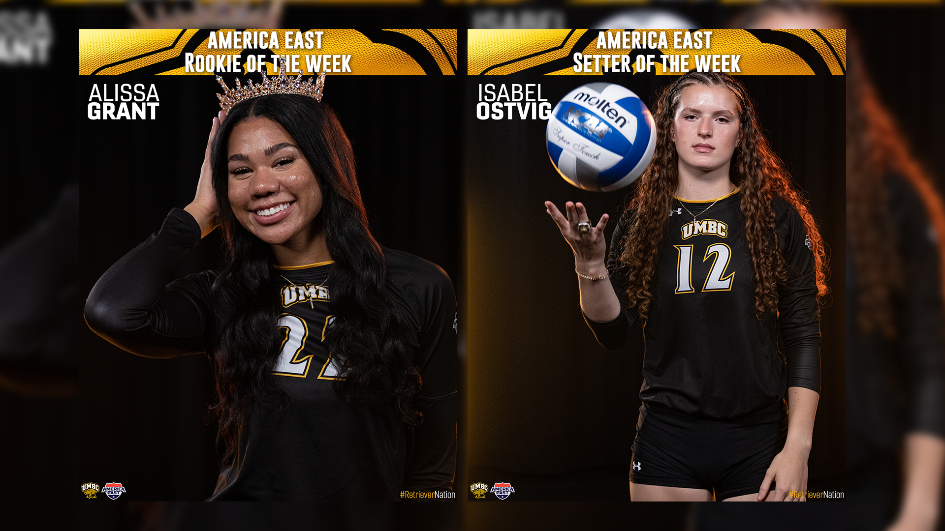 Alissa Grant and Isabel Ostvig earned America East Weekly Awards