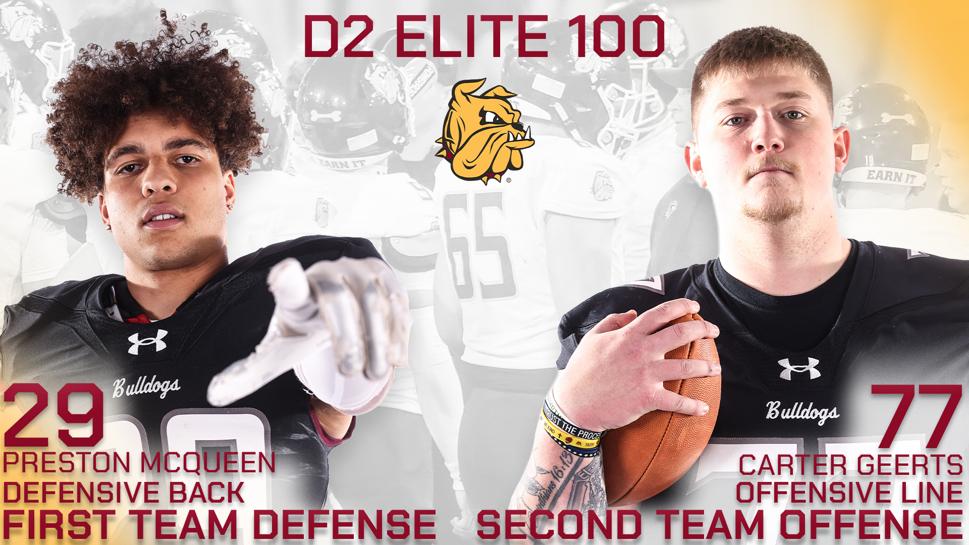 Carter Geerts and Preston McQueen were selected to D2Football.com's Elite 100 Watch List
