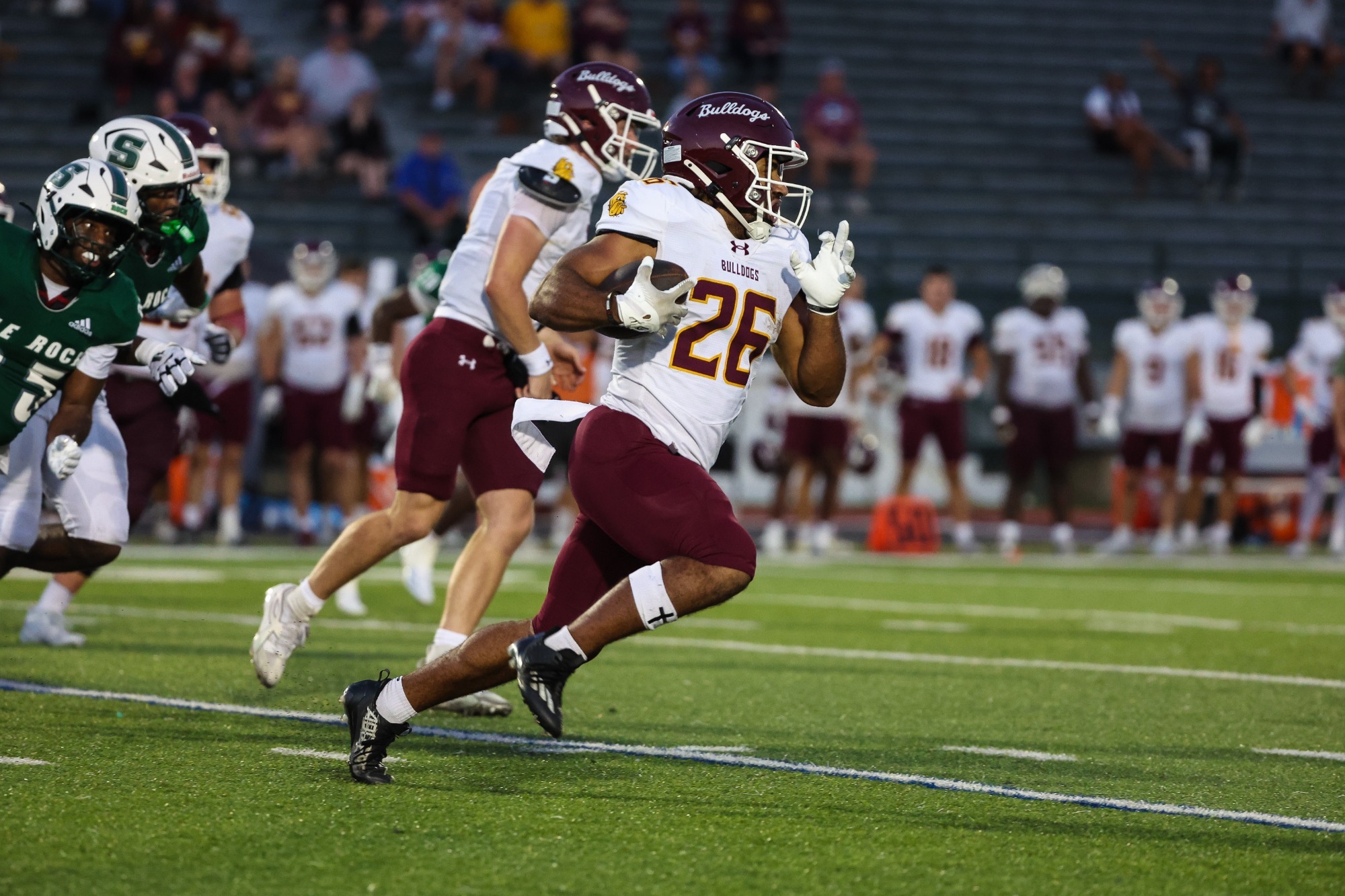 Bulldogs playing against Slippery Rock in Football.