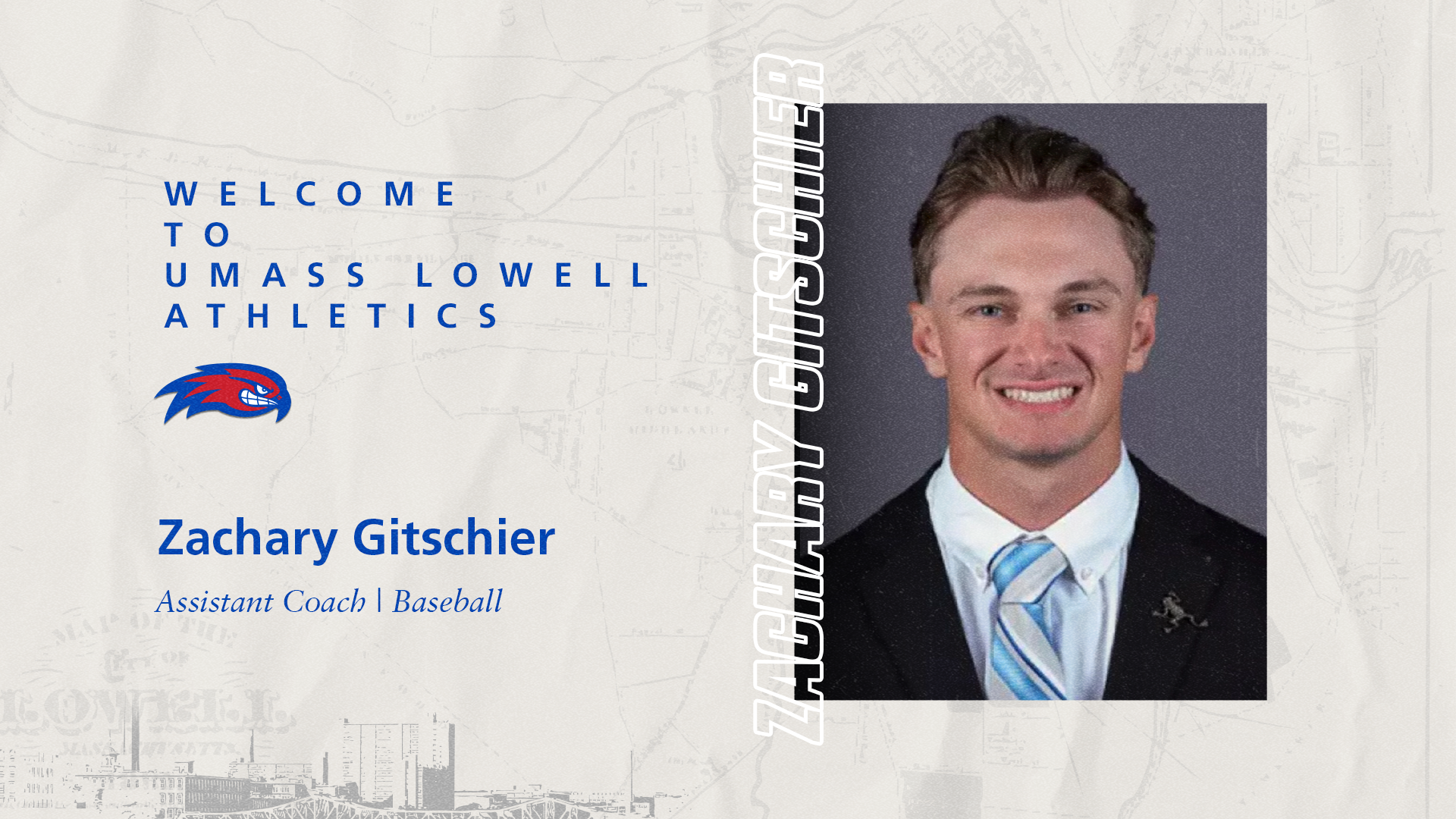 UML Baseball New Asst. Coach Graphic