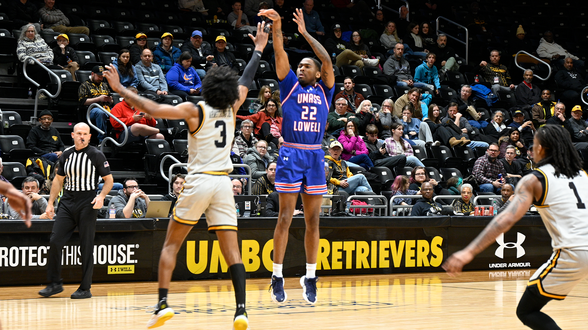 Farmer Shooting Three-Pointer at UMBC