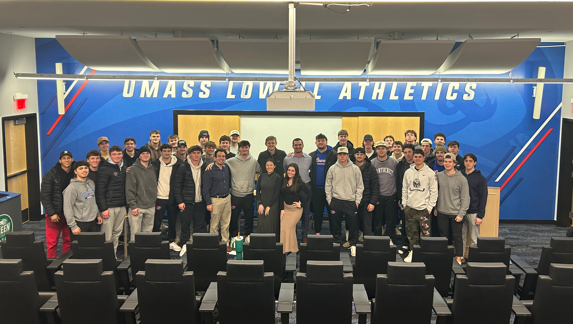 UMass Lowell baseball student-athletes and panelists from Vi-Leon