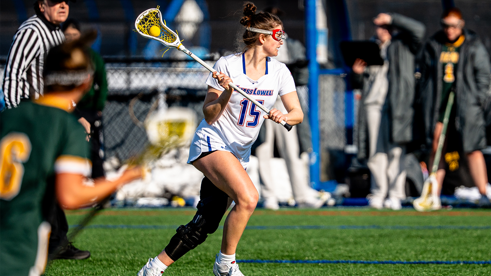 Elsa Skinner  with the ball vs. Siena 