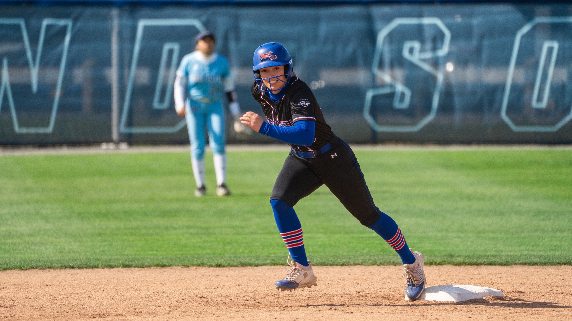 UMass Lowell Softball_2026_Ella Van Alstyne runs base path against Rhode Island