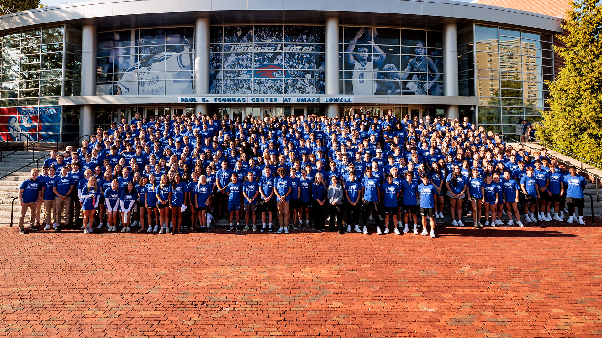Student-Athletes Gathered in front of Tsongas Center for 2025 Welcome Back Event