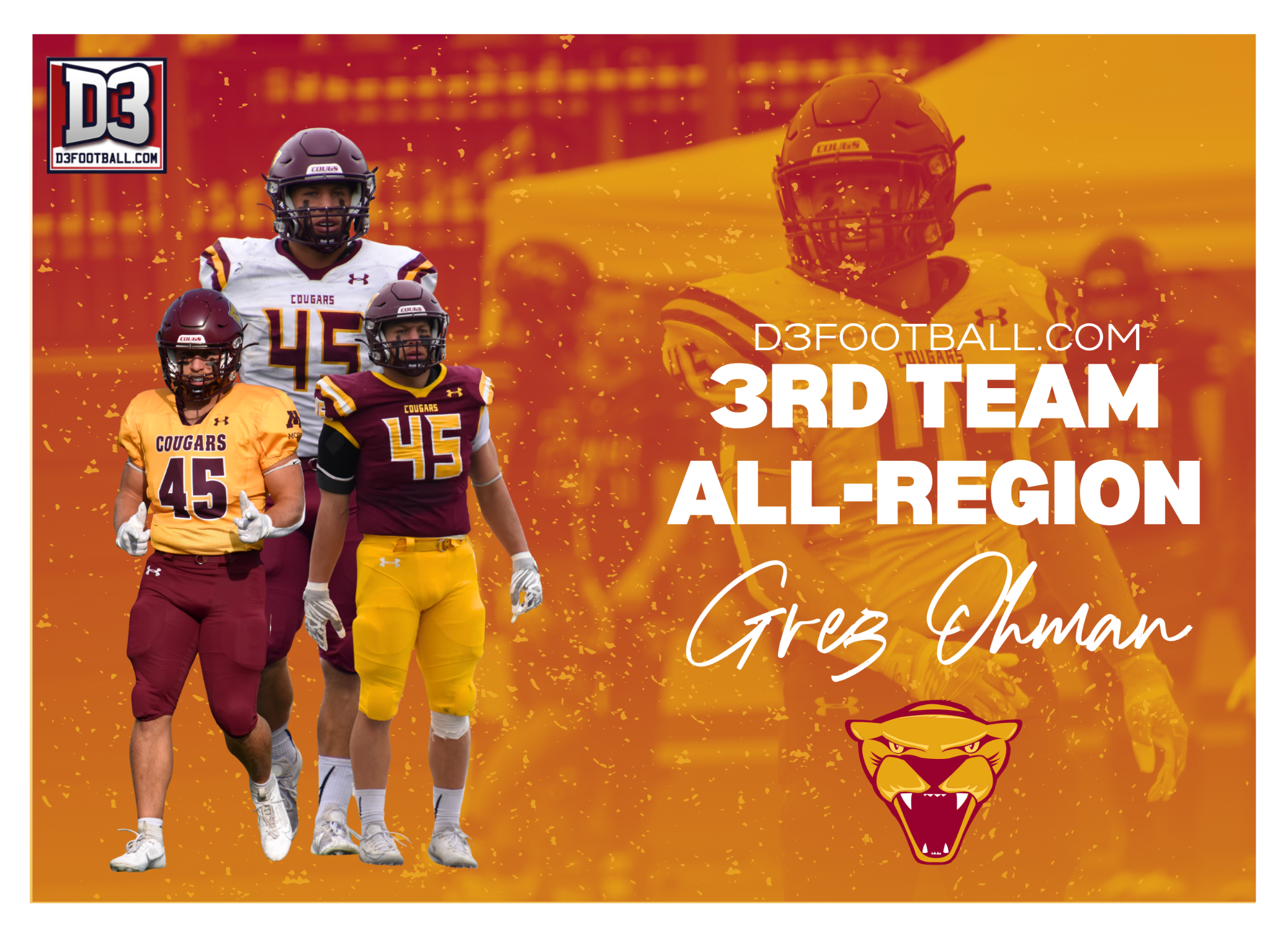 D3football.com Third Team All-Region Greg Ohman