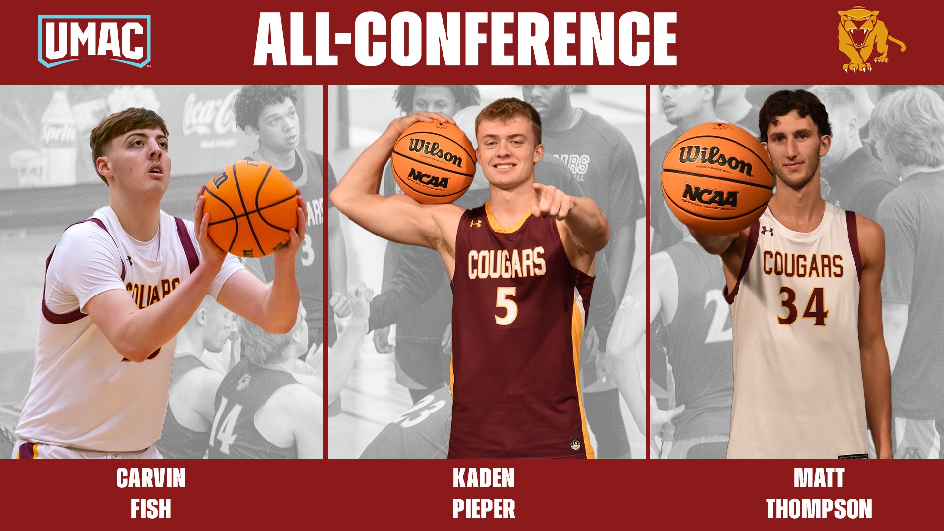 UMAC All-Conference Carvin Fish Kaden Pieper Matt Thompson