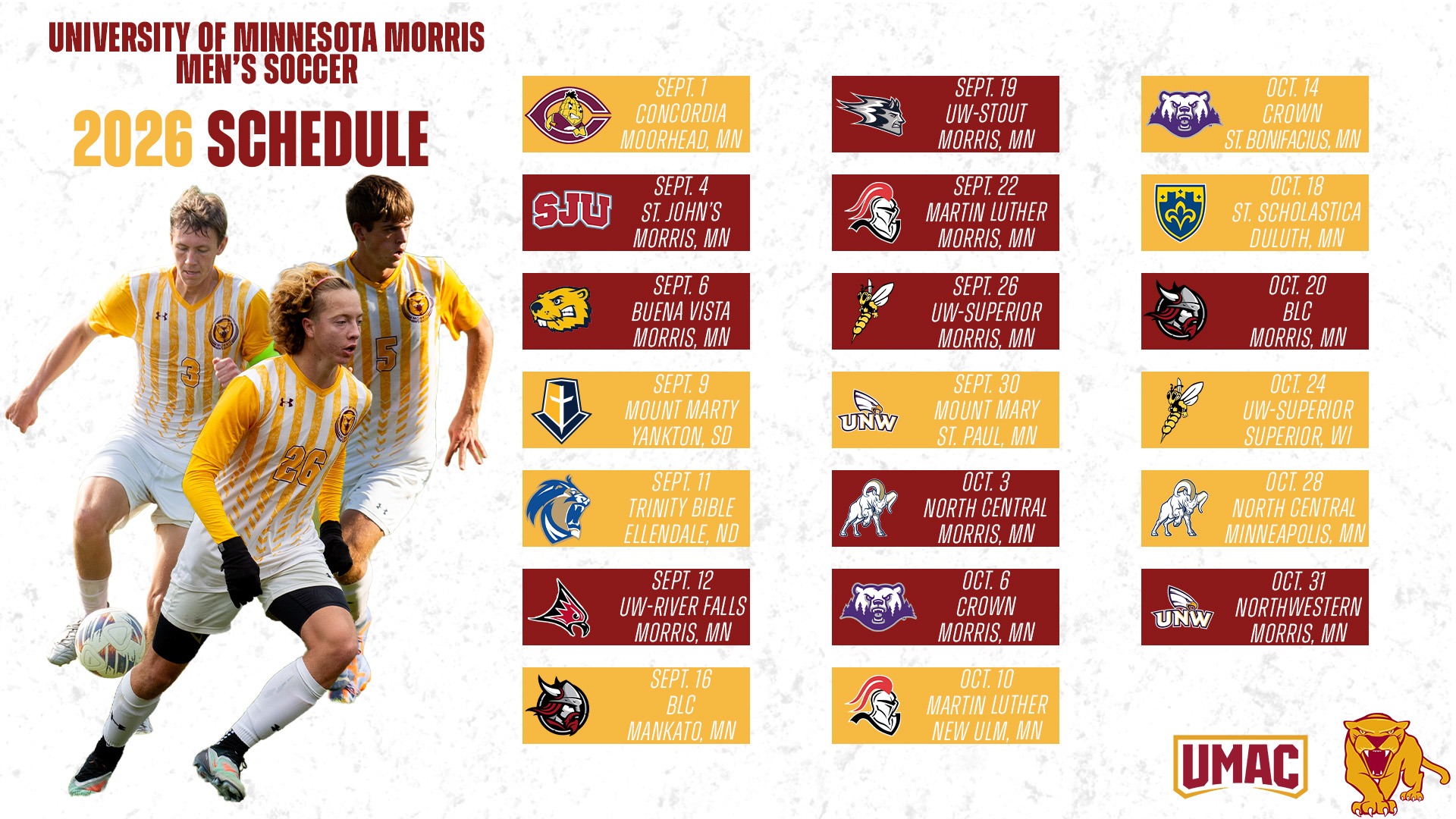 University of Minnesota Morris Men's Soccer 2026 Schedule