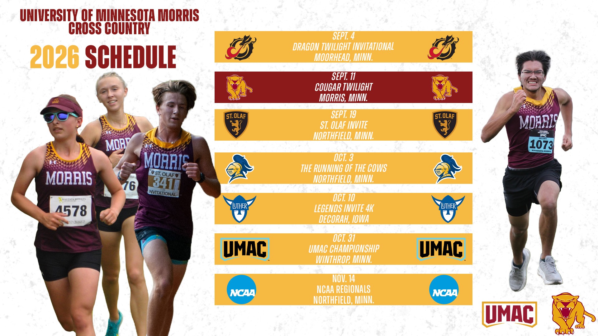 University of Minnesota Morris Cross Country 2026 Schedule