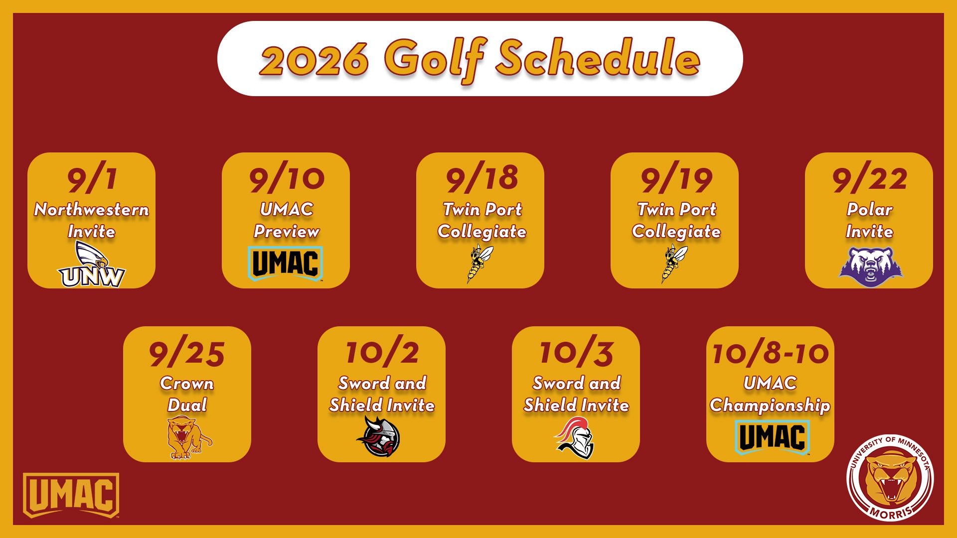 2026 Golf Schedule