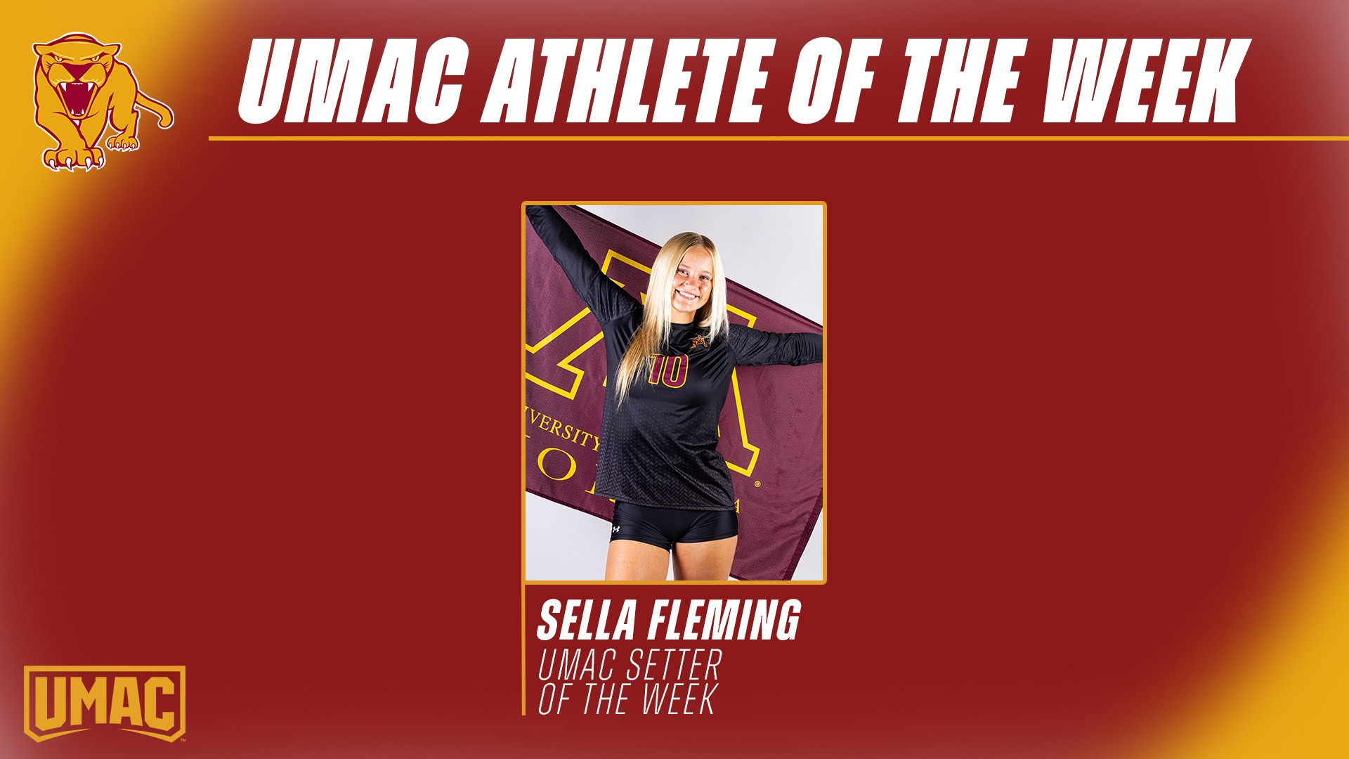 UMAC Athlete of the Week Sella Fleming UMAC Setter of the Week
