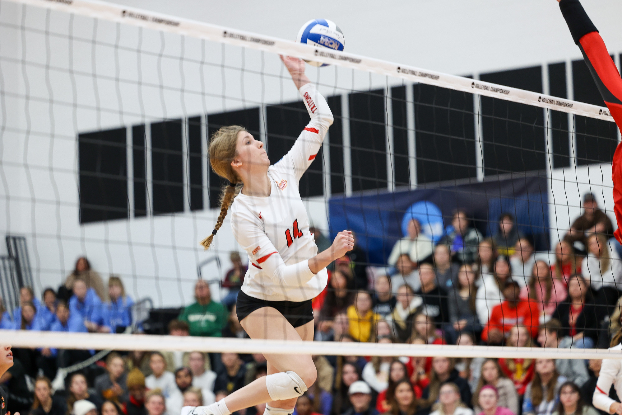 Alayna Santel goes up for an attack attempt