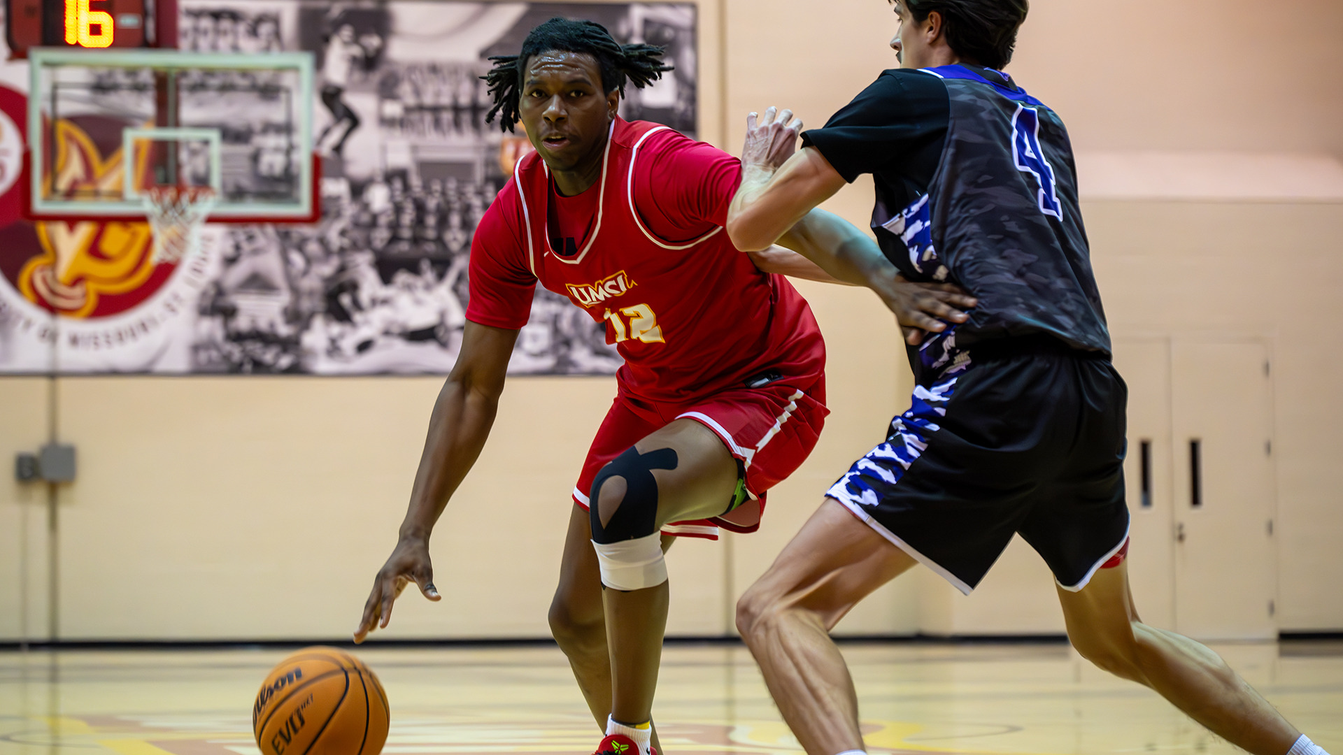 Emanuel Prospere II drives to the basket in the 1st half of a game against Southwest Baptist