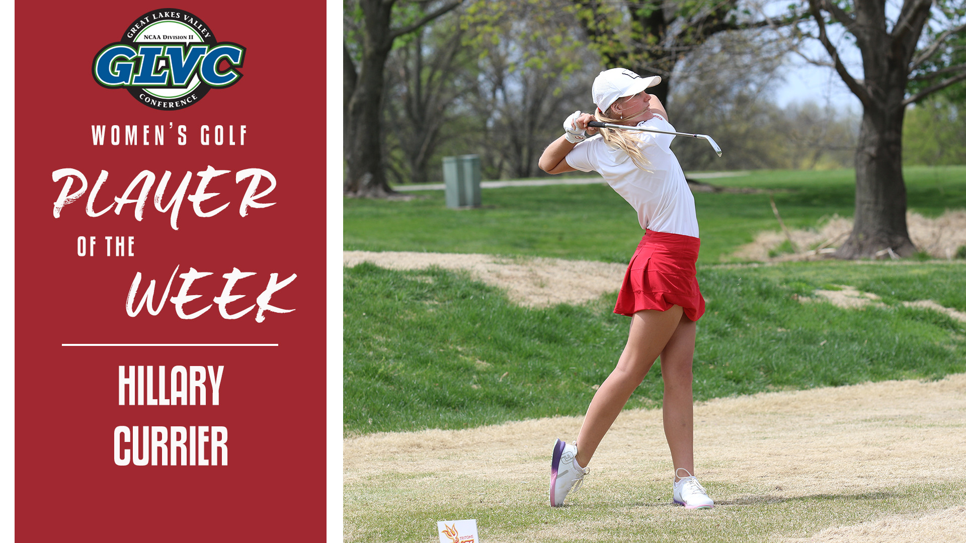 Hillary Currier tees off at the UMSL Spring Invitational