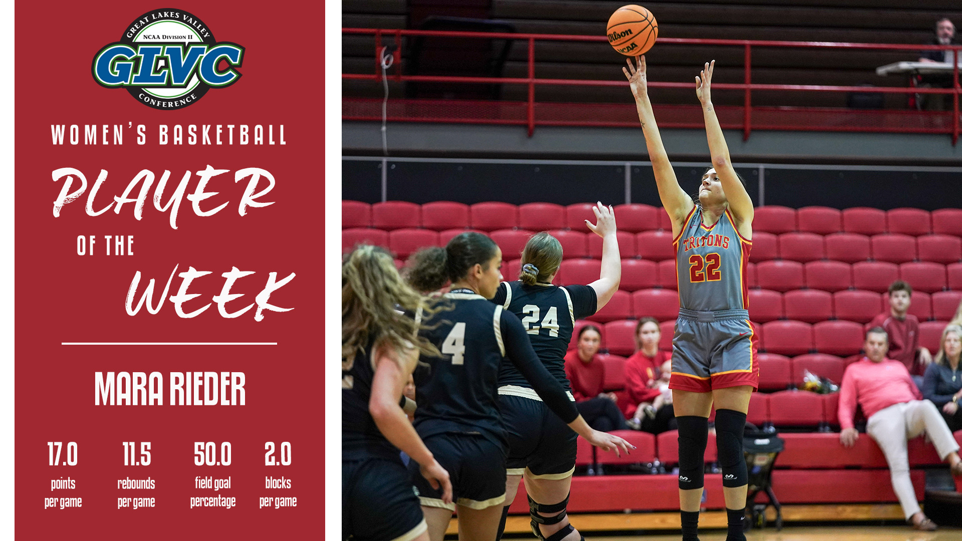  Mara Rieder named Great Lakes Valley Conference Women's Basketball Player of the Week for Dec. 15, 2025