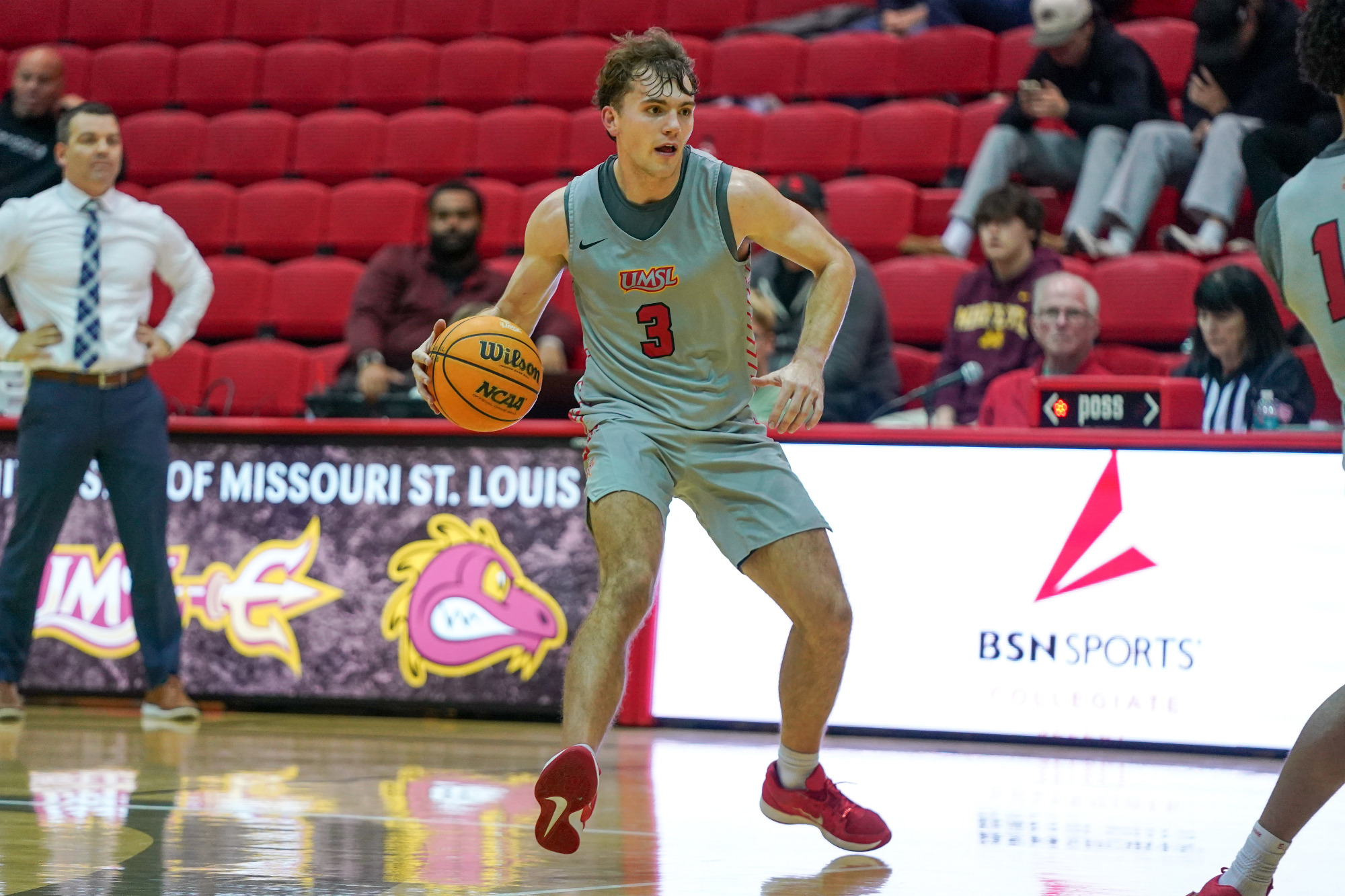 Jake Hamilton dribbles the ball in a game against Illinois Springfield on Saturday (Nov. 29).