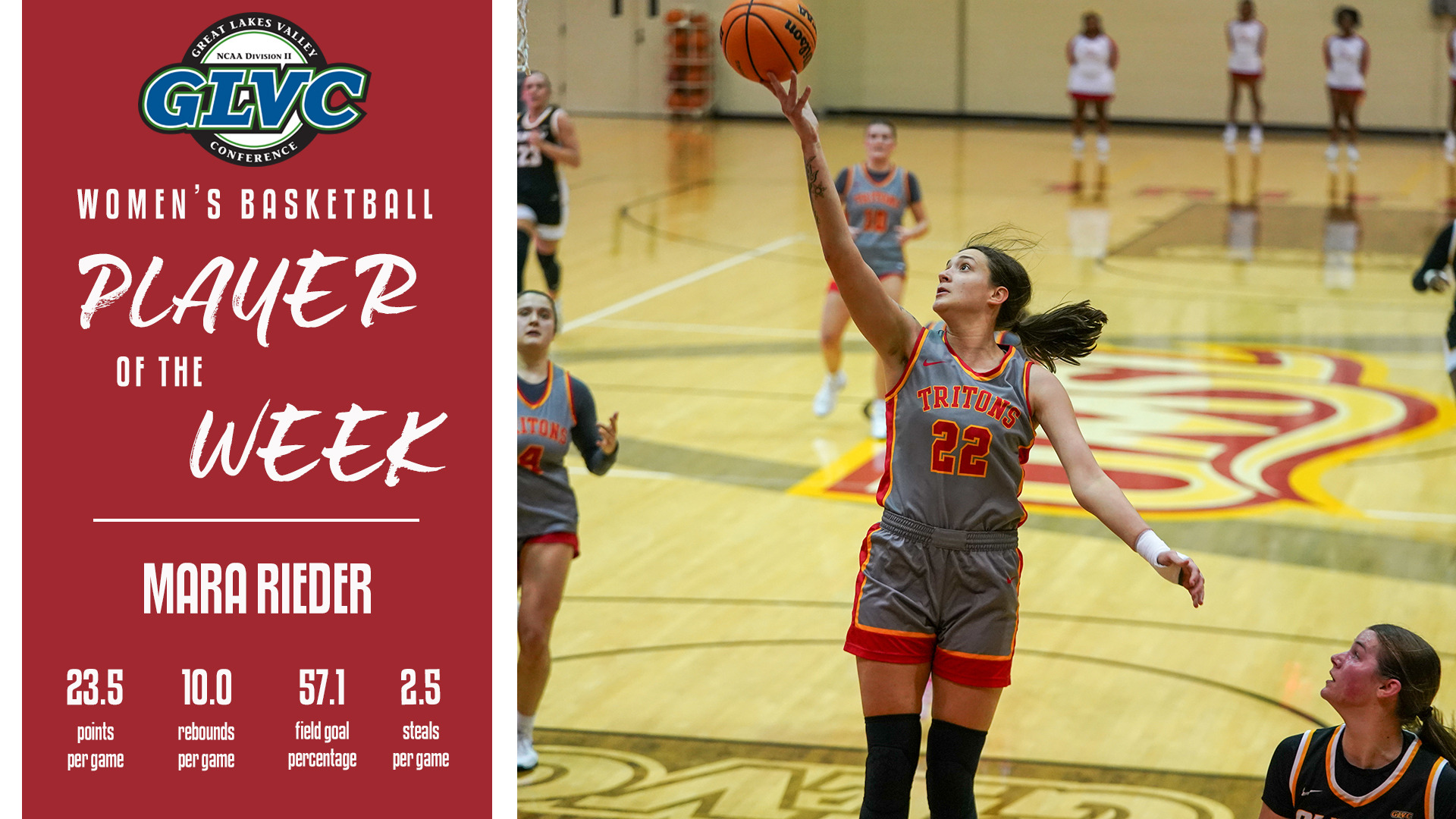 Mara Rieder named Great Lakes Valley Conference Player of the Week for fourth time in the 2025-26 season