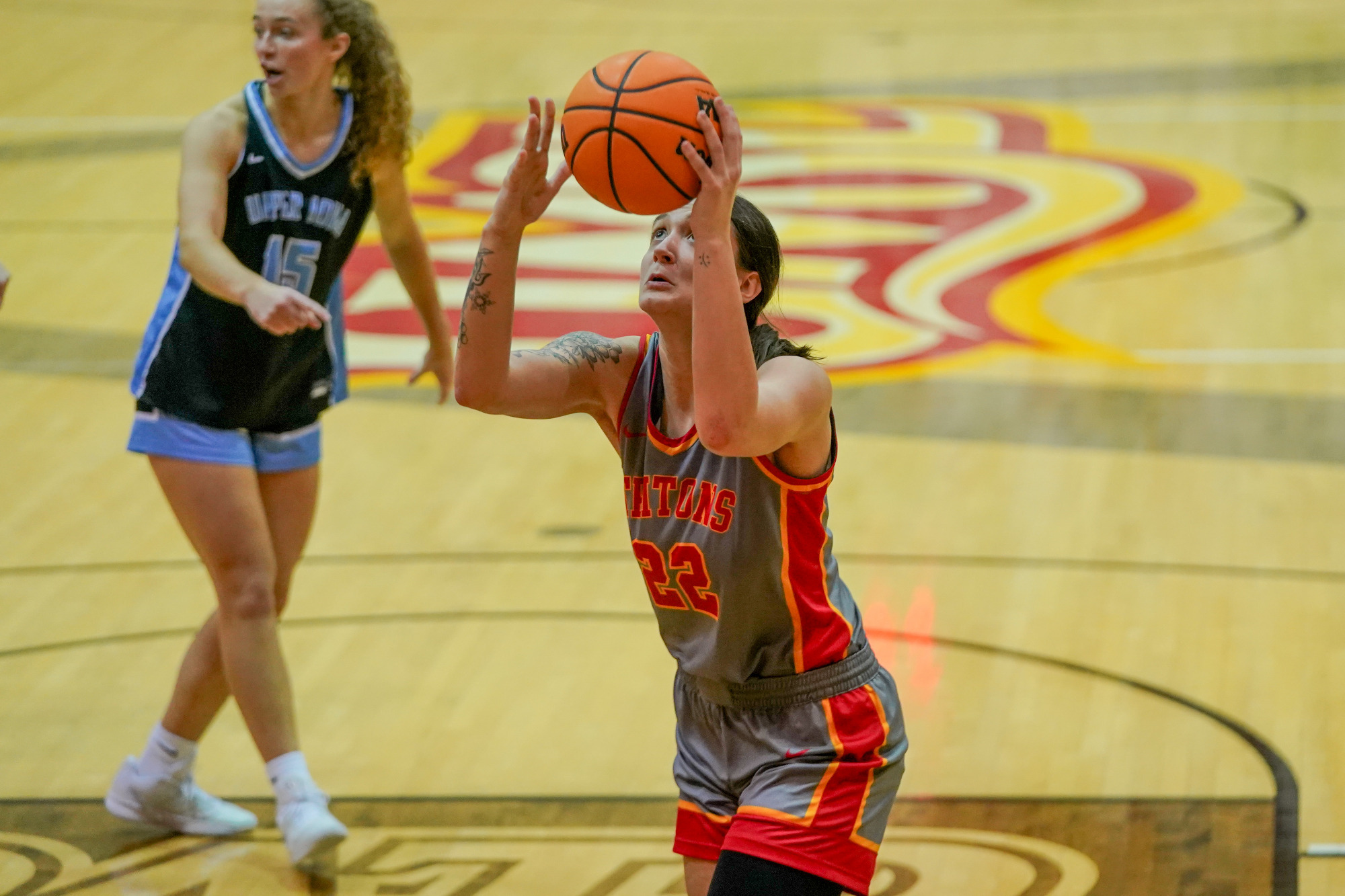 Mara Rieder goes up for a layup in a game against Upper Iowa on Jan. 4, 2026