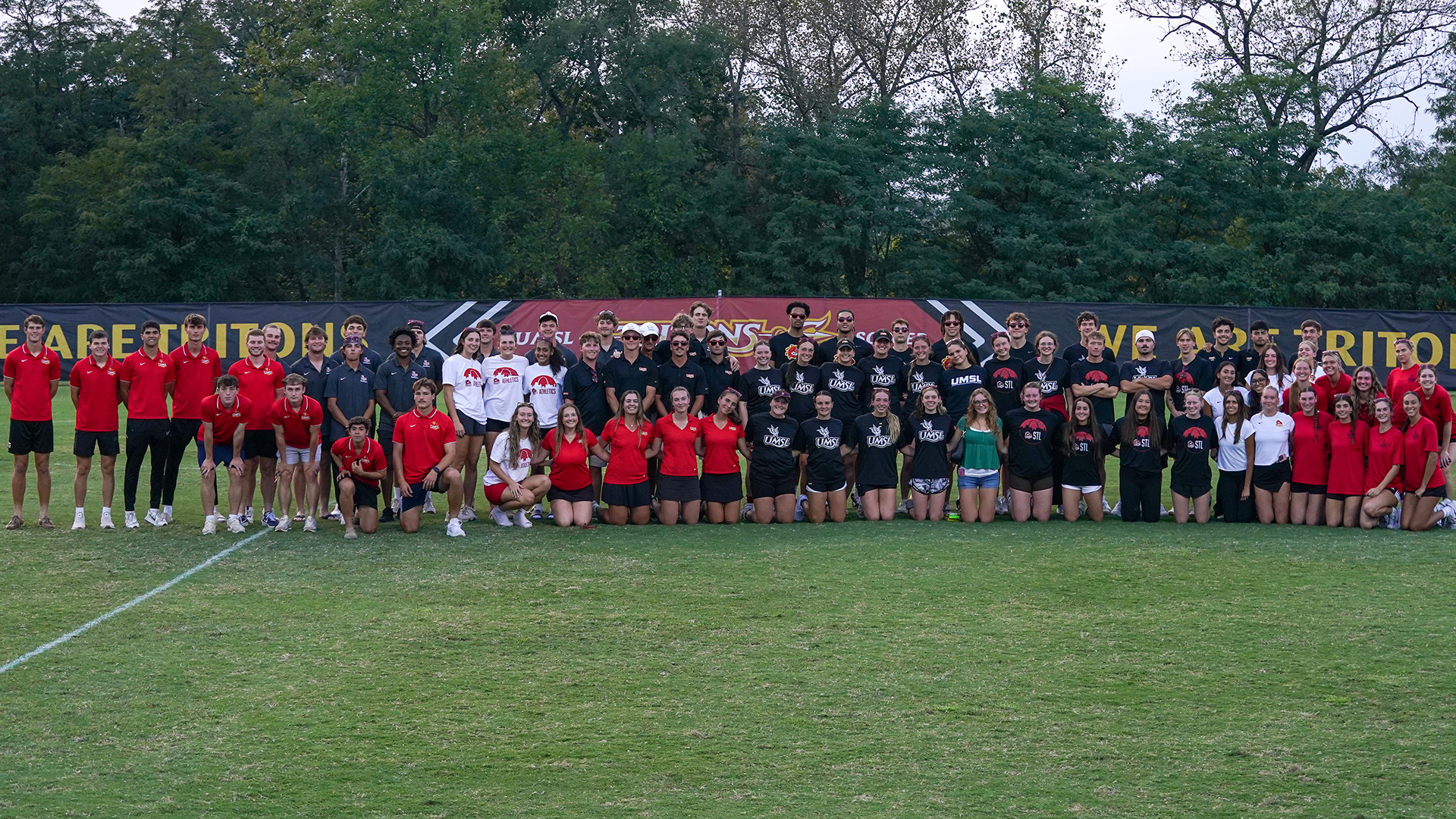 UMSL Student-Athletes pose for a group picture for Academic Appreciation Night