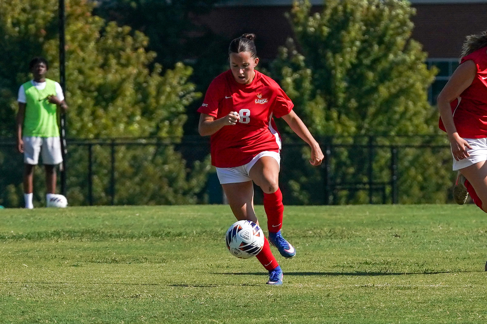 Rachel Skyberg dribbling the ball during a match against Parkside