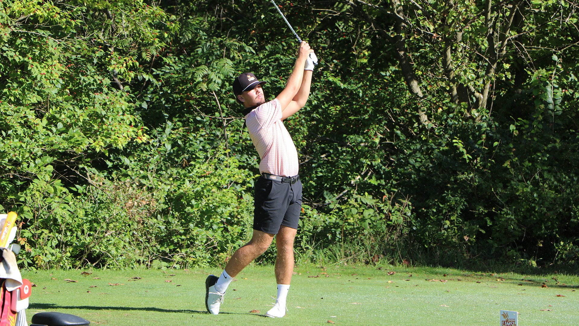 Ludvig Granlund watches his tee shot on the tee box of the fourth hole at Rock Hollow Golf Club