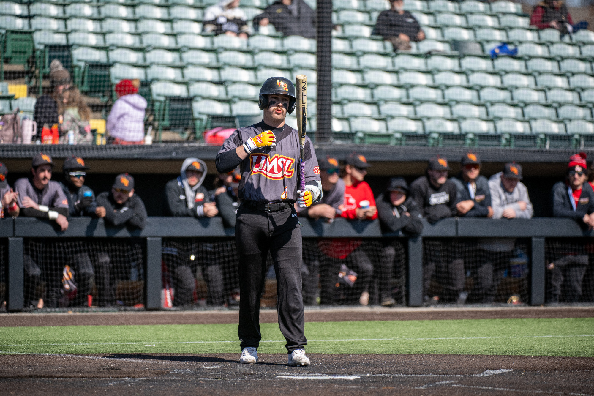 Garrett Strenger gets ready to take an at-bat in a game against Walsh