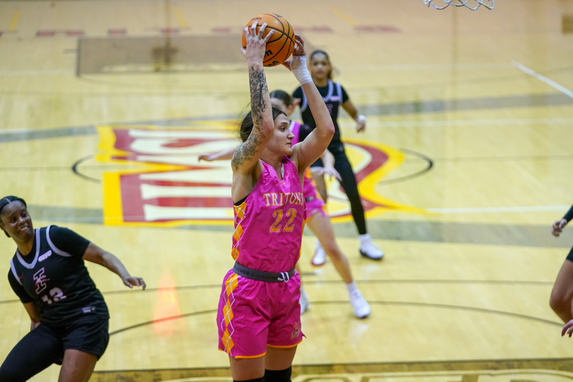 Mara Rieder comes down with a rebound in a game against the University of Indianapolis on Thursday (February 5, 2026).