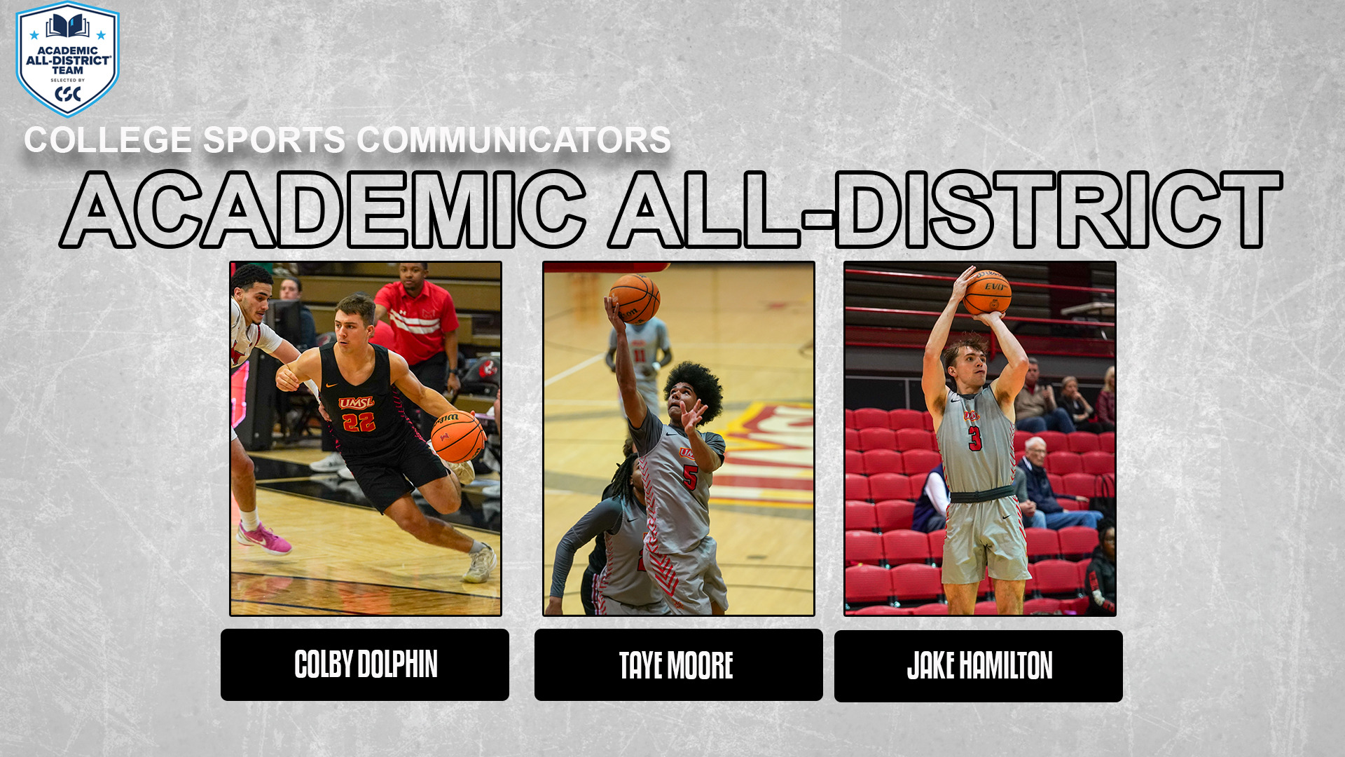 UMSL's Men's Baskeball College Sports Communicators Academic All-District selections