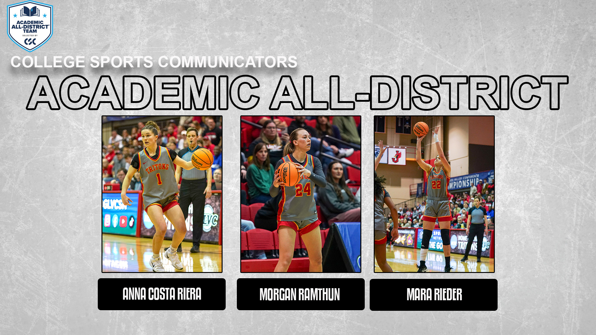 UMSL's Women's Baskeball College Sports Communicators Academic All-District selections