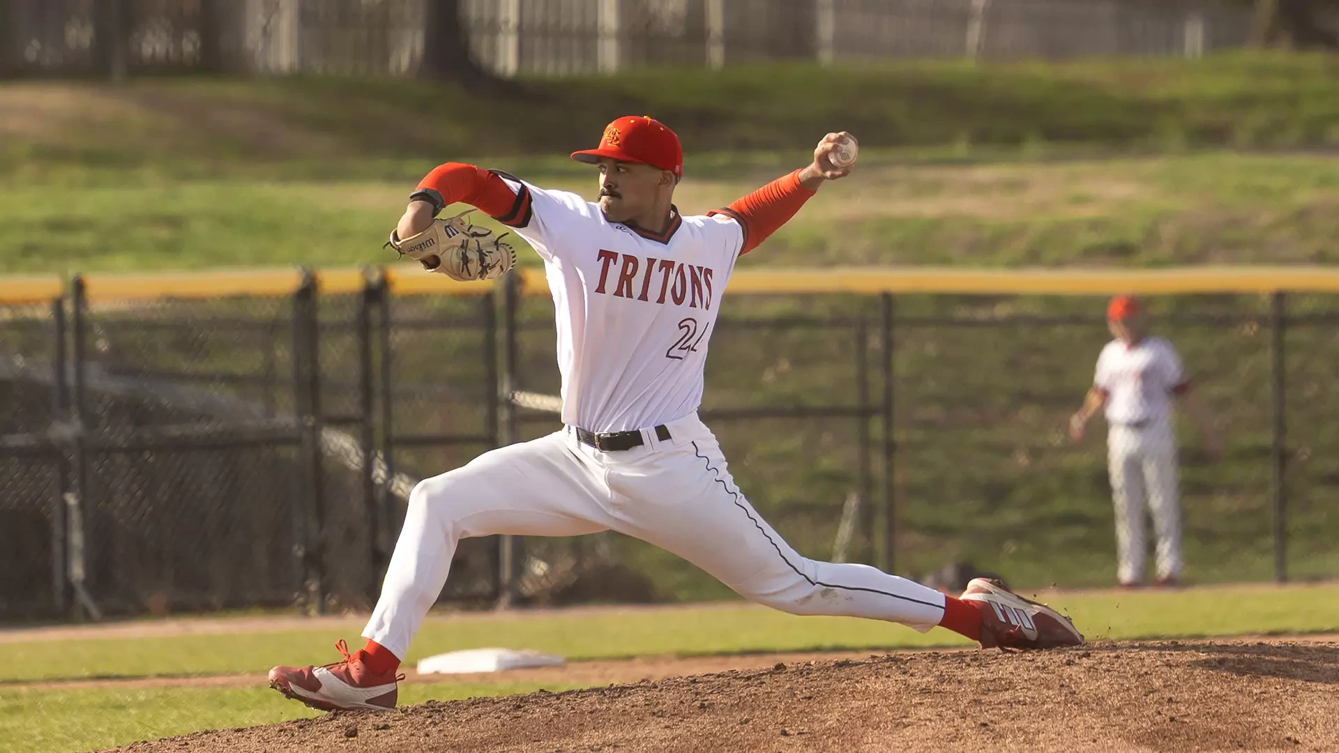 Eli Cartwright delivers a pitch to the plate in a game against Truman State