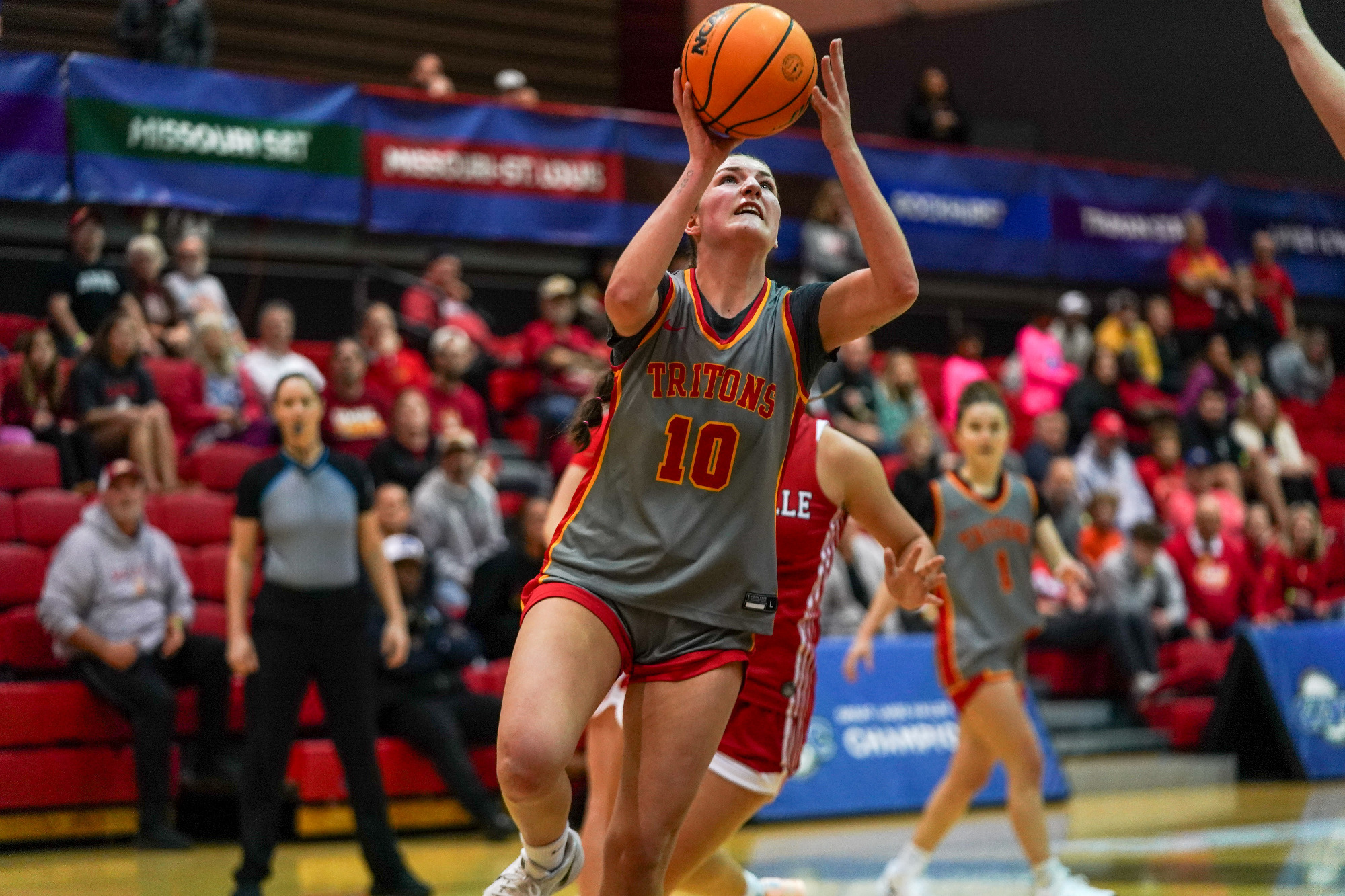 Jayden Kuper goes up for a layup attempt for two of her career-high 25 points